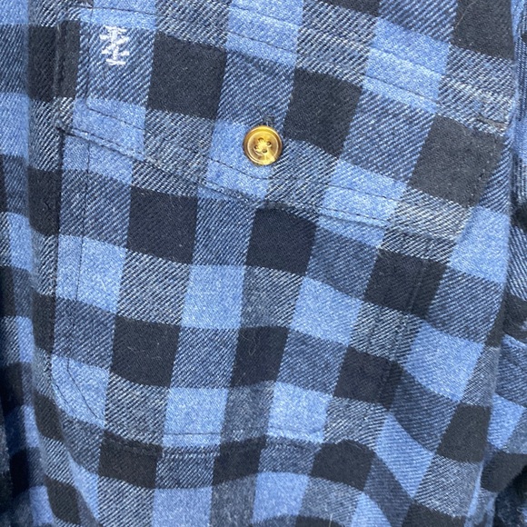 Izod Button Down Flannel Shirt Gingham Blue on Blue With Collar Size: XL - Picture 3 of 4